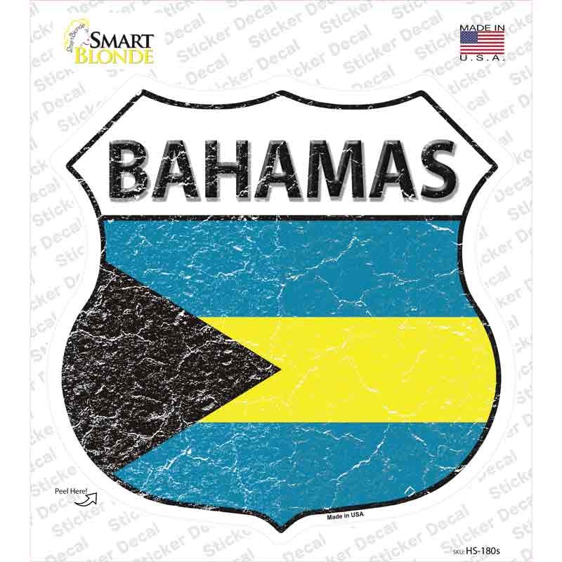 HS-180s-M Bahamas Flag Novelty Highway Shield Sticker Decal - Medium