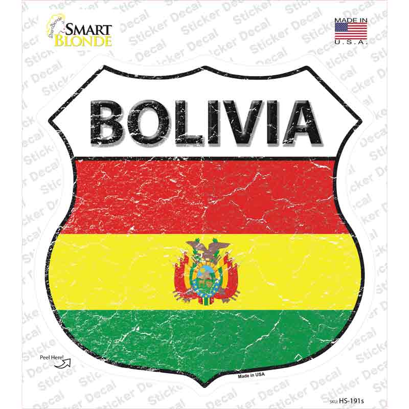 HS-191s-M Bolivia Flag Novelty Highway Shield Sticker Decal - Medium
