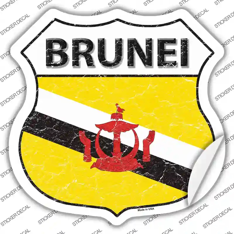 HS-197s-L Brunei Flag Novelty Highway Shield Sticker Decal - Large