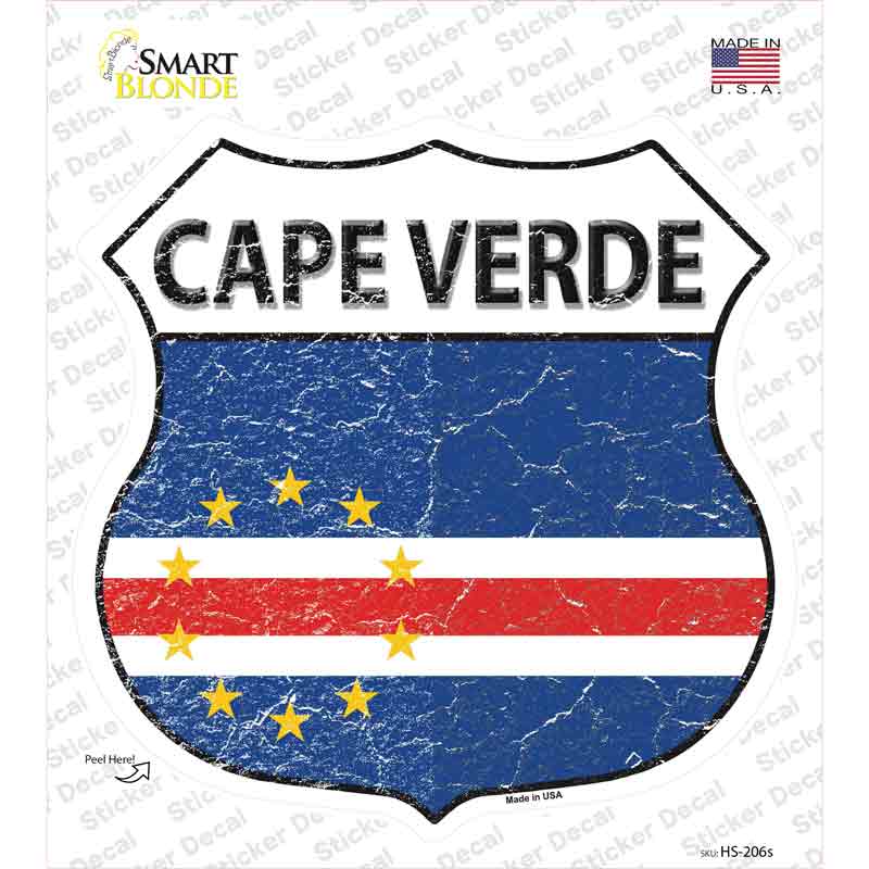 HS-206s-M Cape Verde Flag Novelty Highway Shield Sticker Decal - Medium