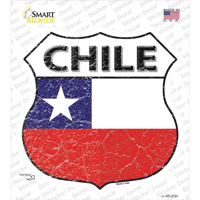 HS-212s-M Chile Flag Novelty Highway Shield Sticker Decal - Medium