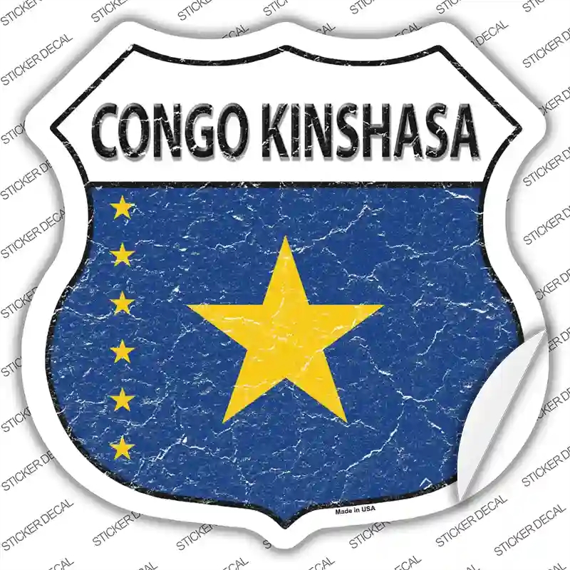 HS-221s-XL Congo Kinshasa Flag Novelty Highway Shield Sticker Decal - Extra Large