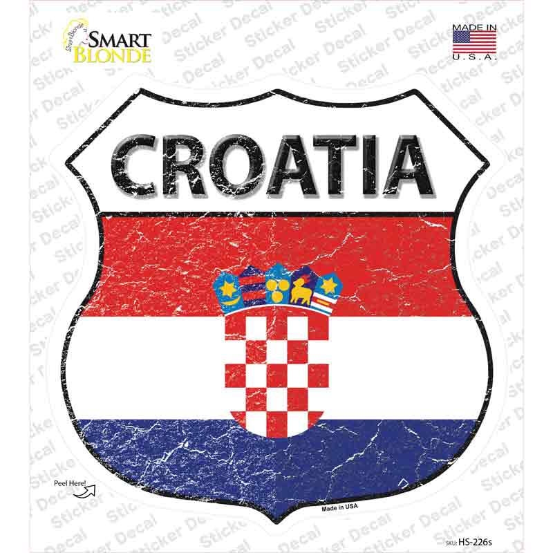 HS-226s-M Croatia Flag Novelty Highway Shield Sticker Decal - Medium