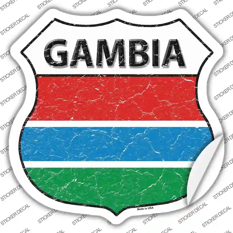 HS-256s-XL Gambia Flag Novelty Highway Shield Sticker Decal - Extra Large