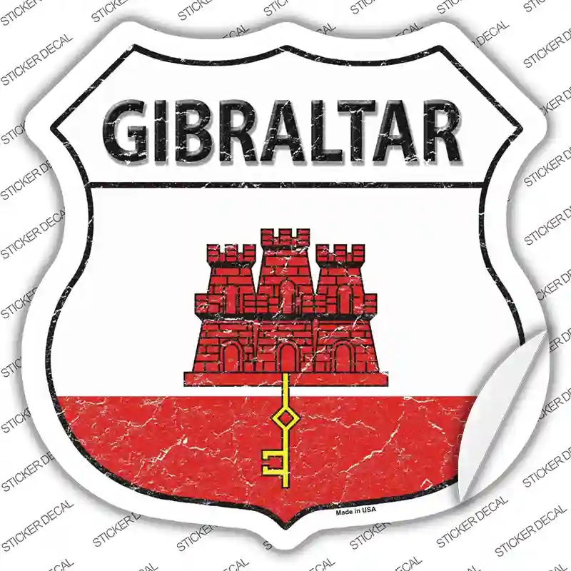 HS-261s-L Gibraltar Flag Novelty Highway Shield Sticker Decal - Large