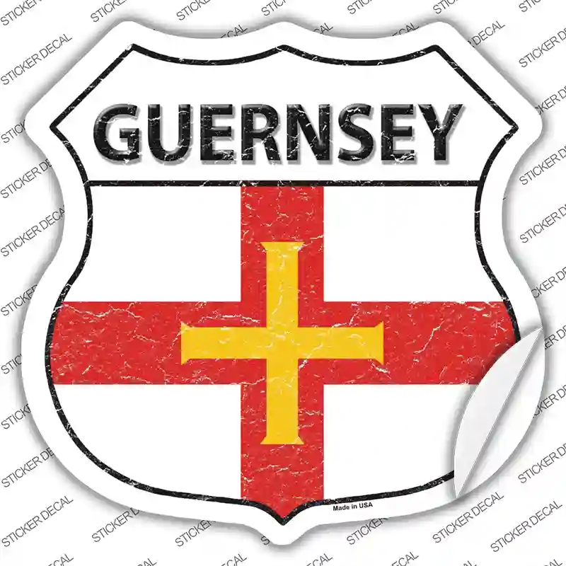 HS-268s-XL Guernsey Flag Novelty Highway Shield Sticker Decal - Extra Large