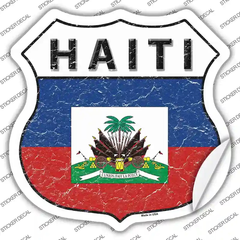 HS-272s-L Haiti Flag Novelty Highway Shield Sticker Decal - Large