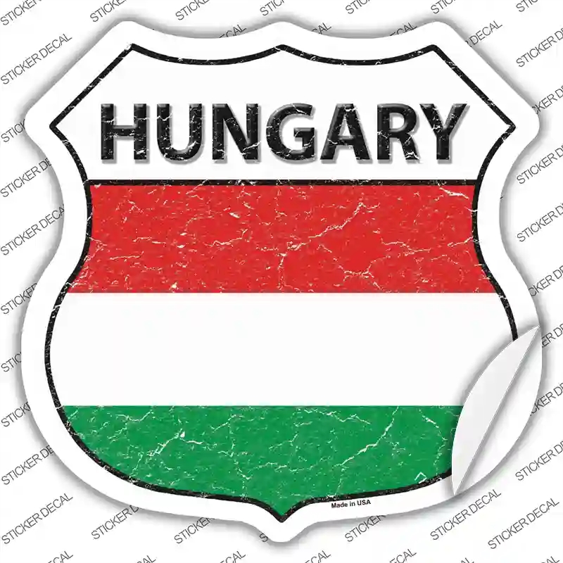 HS-276s-L Hungary Flag Novelty Highway Shield Sticker Decal - Large