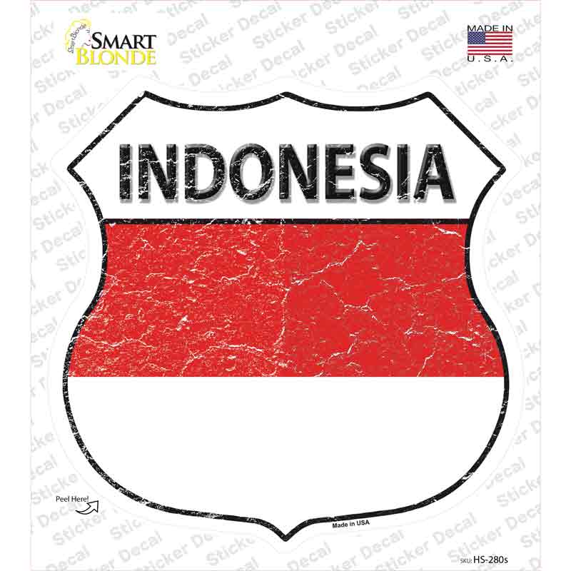 HS-280s-M Indonesia Flag Novelty Highway Shield Sticker Decal - Medium