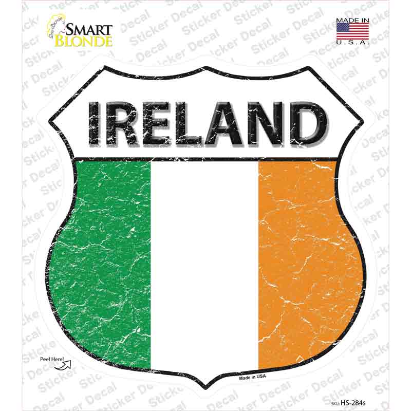 HS-284s-M Ireland Flag Novelty Highway Shield Sticker Decal - Medium