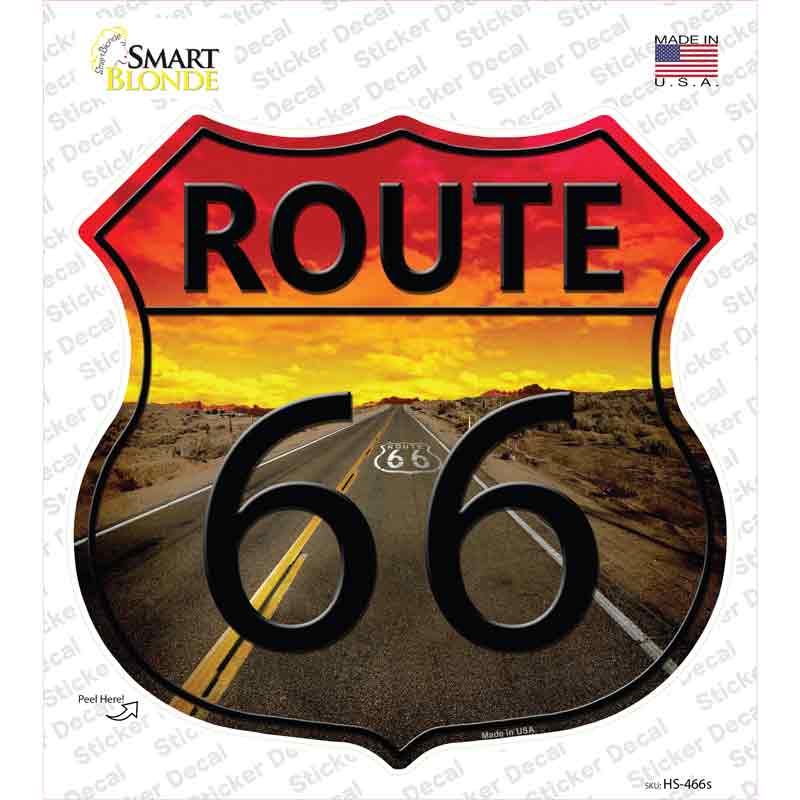 HS-466s-M Route 66 Sunset Novelty Highway Shield Sticker Decal - Medium