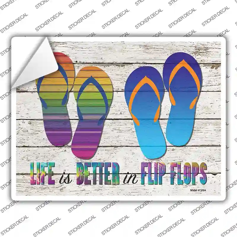 P-4082s-S Life is Better in Flip Flops Novelty Rectangle Sticker Decal - Small