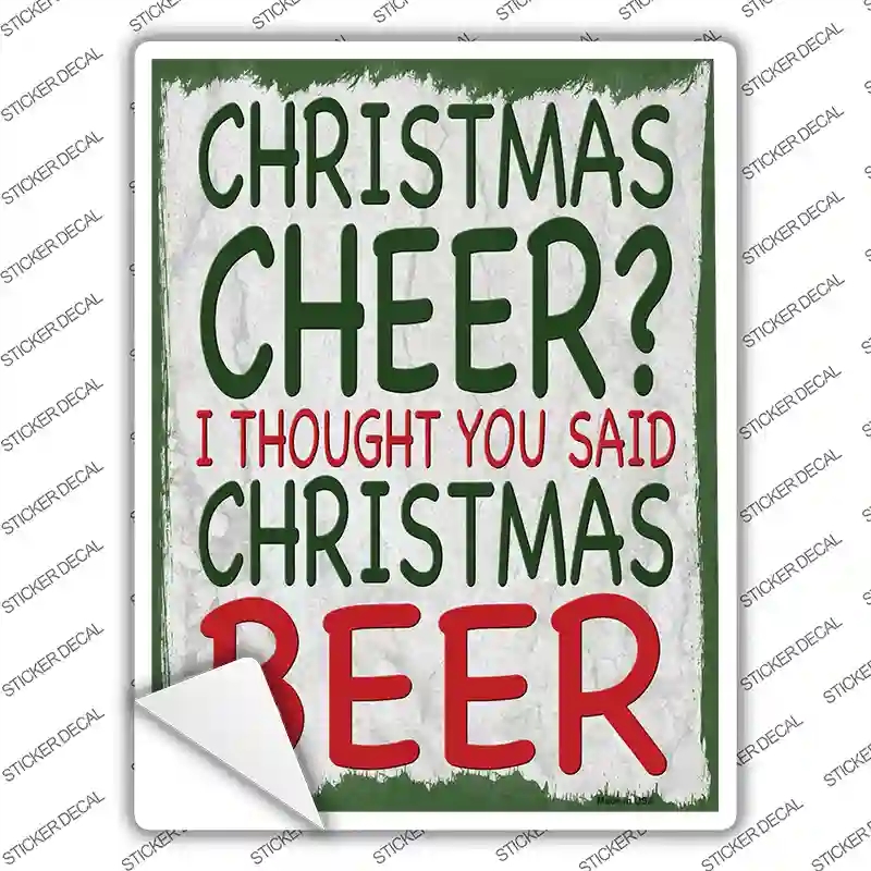 P-4098s-XL Christmas Beer Novelty Rectangle Sticker Decal - Extra Large