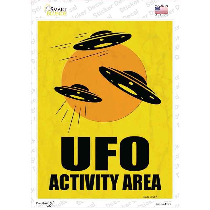 P-4119s-M UFO Activity Area Novelty Rectangle Sticker Decal - Medium
