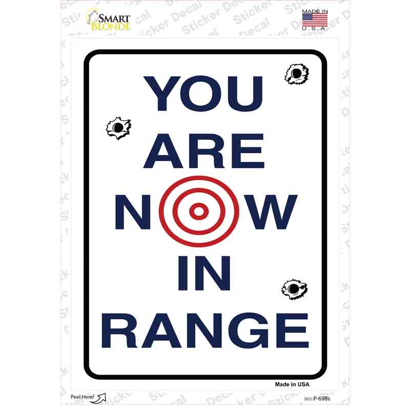 P-698s-M You Are Now in Range Novelty Rectangle Sticker Decal - Medium