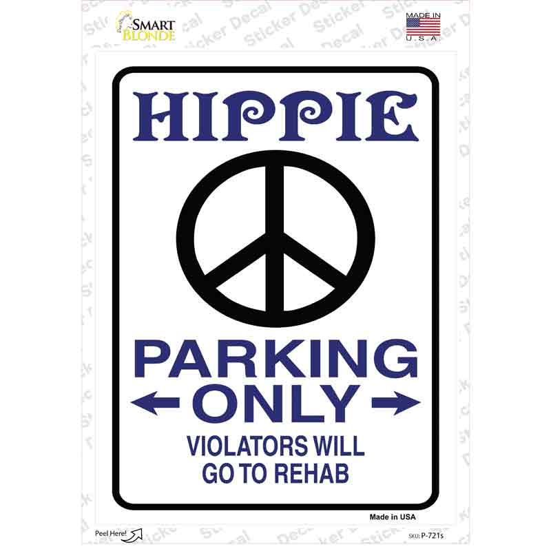 P-721s-M Hippie Parking Novelty Rectangle Sticker Decal - Medium