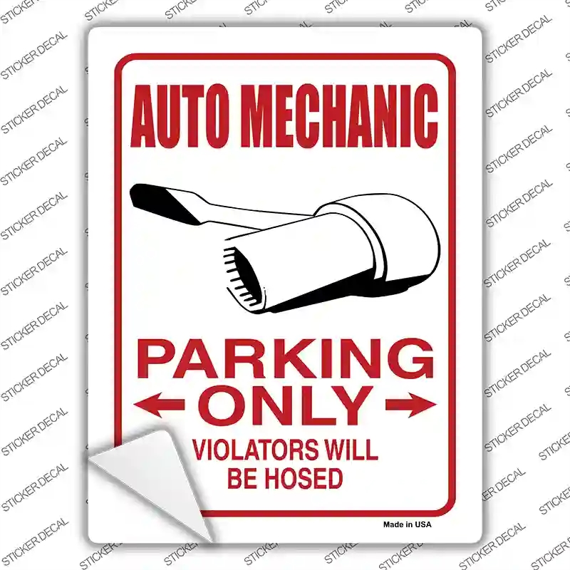 P-744s-L Auto Mechanic Only Novelty Rectangle Sticker Decal - Large