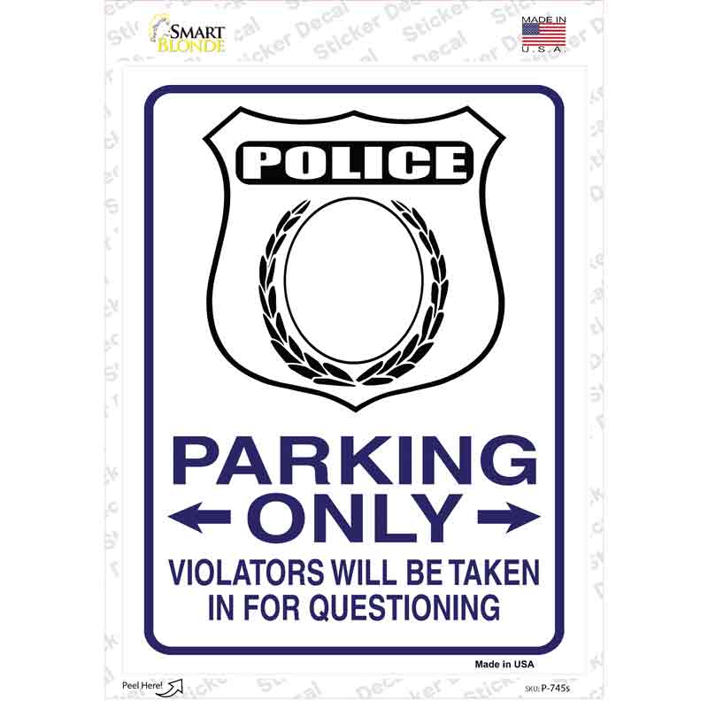 P-745s-M Police Only Novelty Rectangle Sticker Decal - Medium