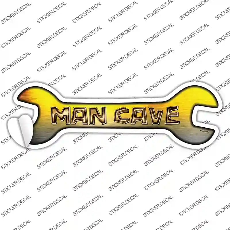 W-017s-S Man Cave Novelty Wrench Sticker Decal - Small