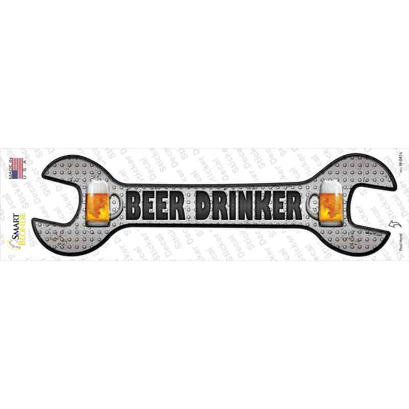 W-041s-M Beer Drinker Novelty Wrench Sticker Decal - Medium