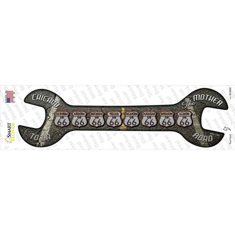 W-049s-M Route 66 Black Top Novelty Wrench Sticker Decal - Medium
