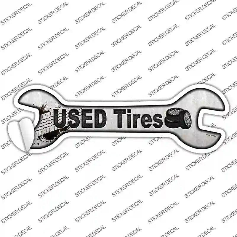 W-057s-S Used Tires Novelty Wrench Sticker Decal - Small