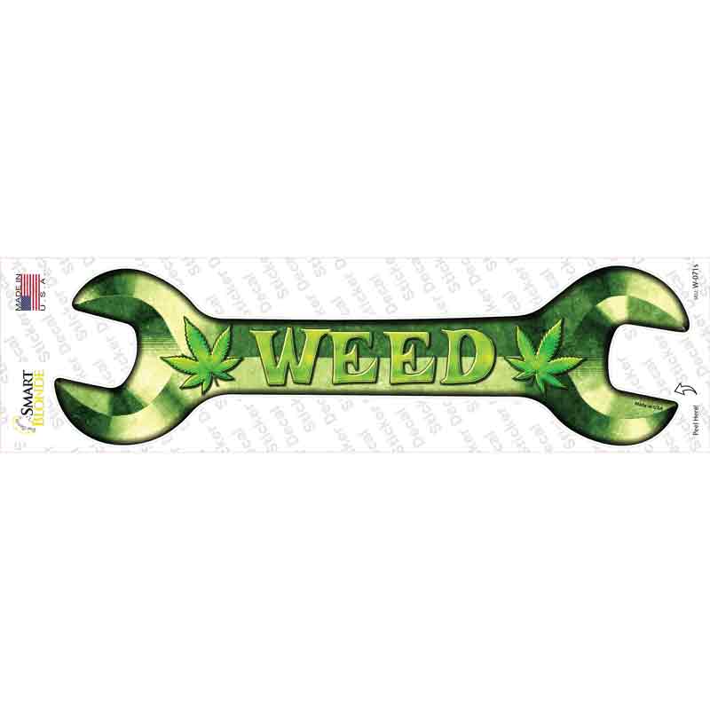 W-071s-M Weed Novelty Wrench Sticker Decal - Medium