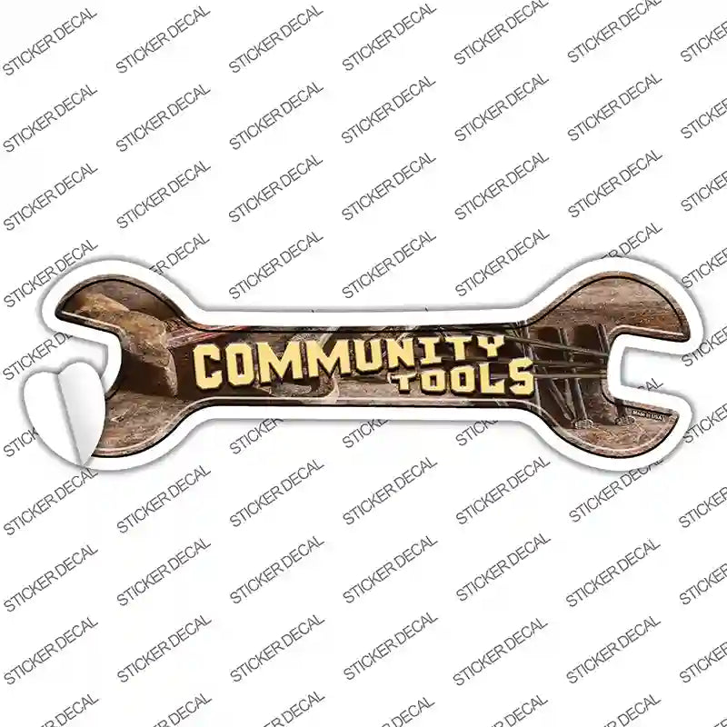 W-138s-S Community Tools Novelty Wrench Sticker Decal - Small
