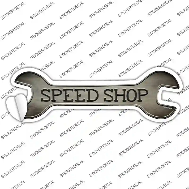 W-159s-S Speed Shop Novelty Wrench Sticker Decal - Small