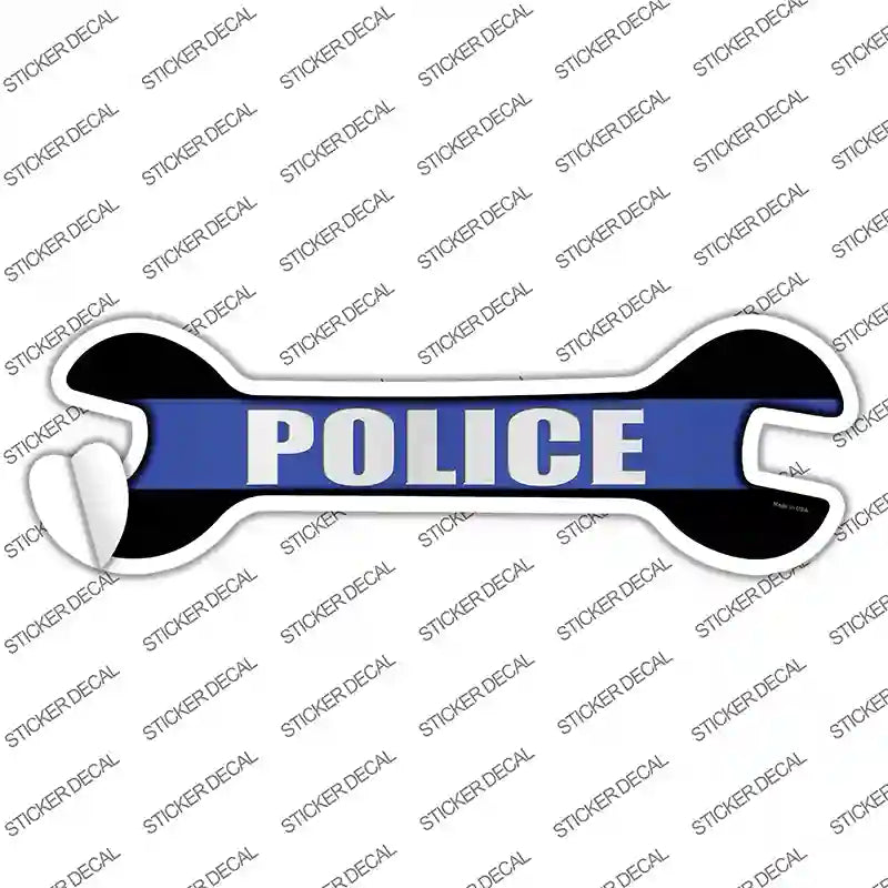 W-160s-S Police Thin Blue Line Novelty Wrench Sticker Decal - Small