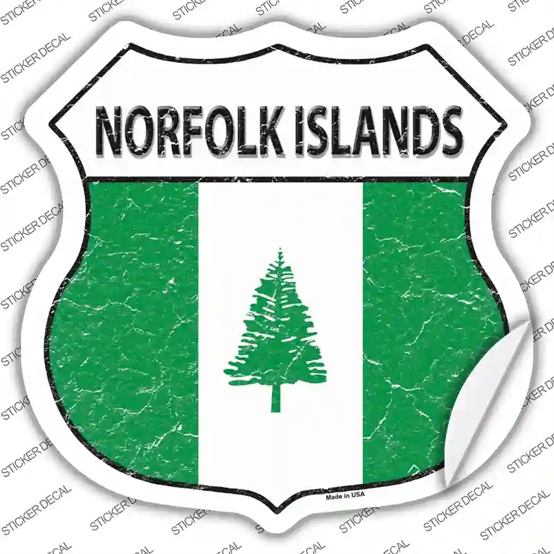 HS-355s-L Norfolk Islands Flag Novelty Highway Shield Sticker Decal - Large