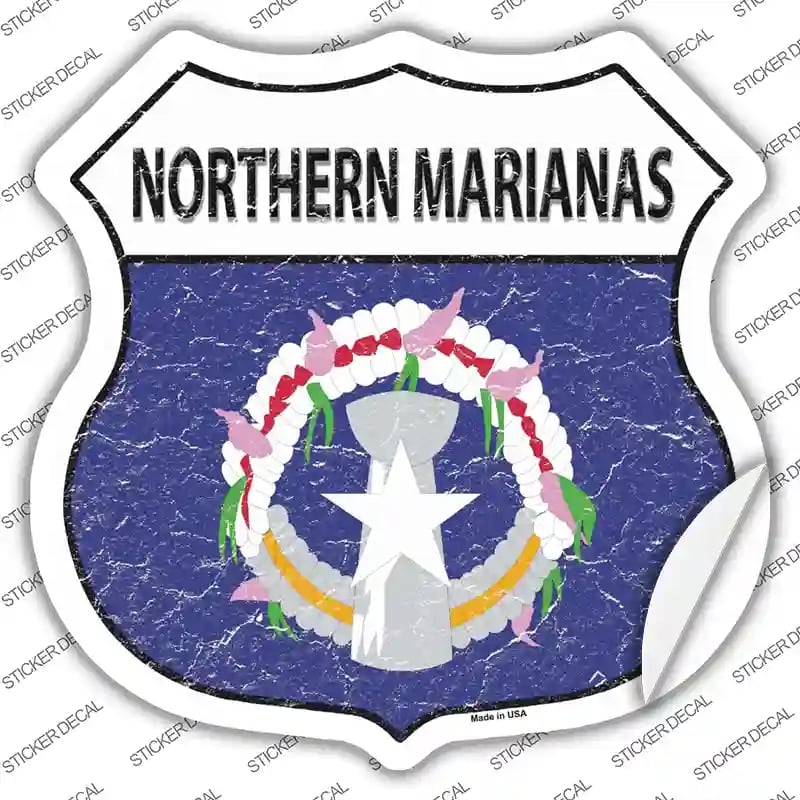 HS-358s-S Northern Marianas Flag Novelty Highway Shield Sticker Decal - Small