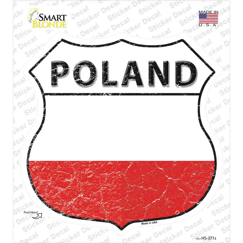 HS-371s-M Poland Flag Novelty Highway Shield Sticker Decal - Medium
