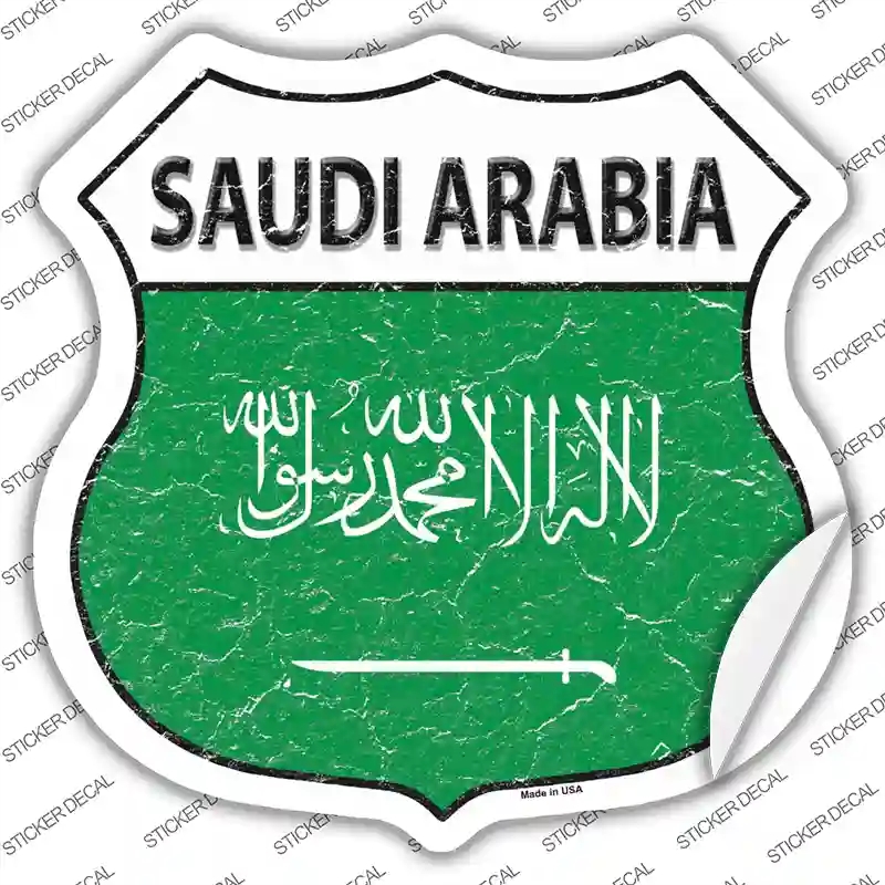 HS-385s-L Saudi Arabia Flag Novelty Highway Shield Sticker Decal - Large