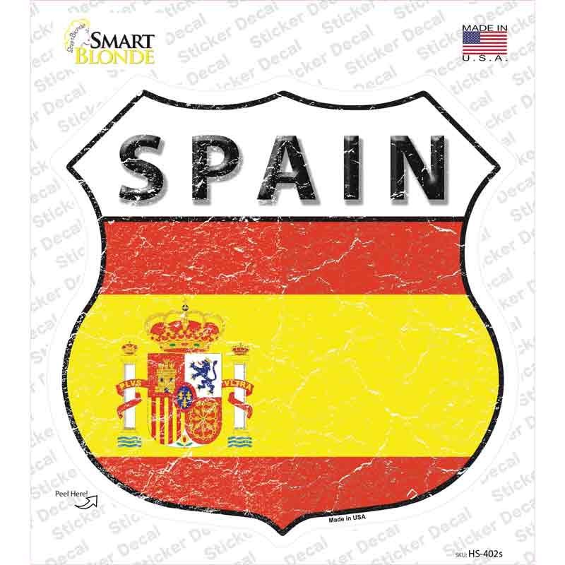 HS-402s-M Spain Flag Novelty Highway Shield Sticker Decal - Medium