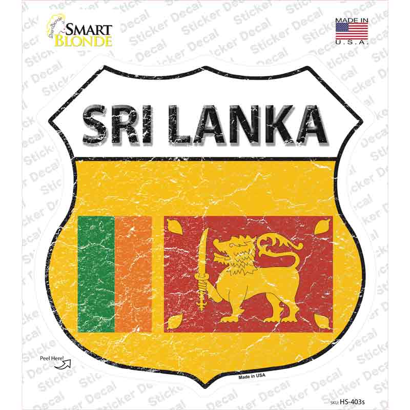 HS-403s-M Sri Lanka Flag Novelty Highway Shield Sticker Decal - Medium