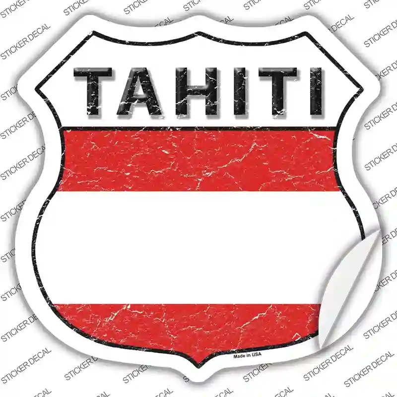 HS-416s-XL Tahiti Flag Novelty Highway Shield Sticker Decal - Extra Large