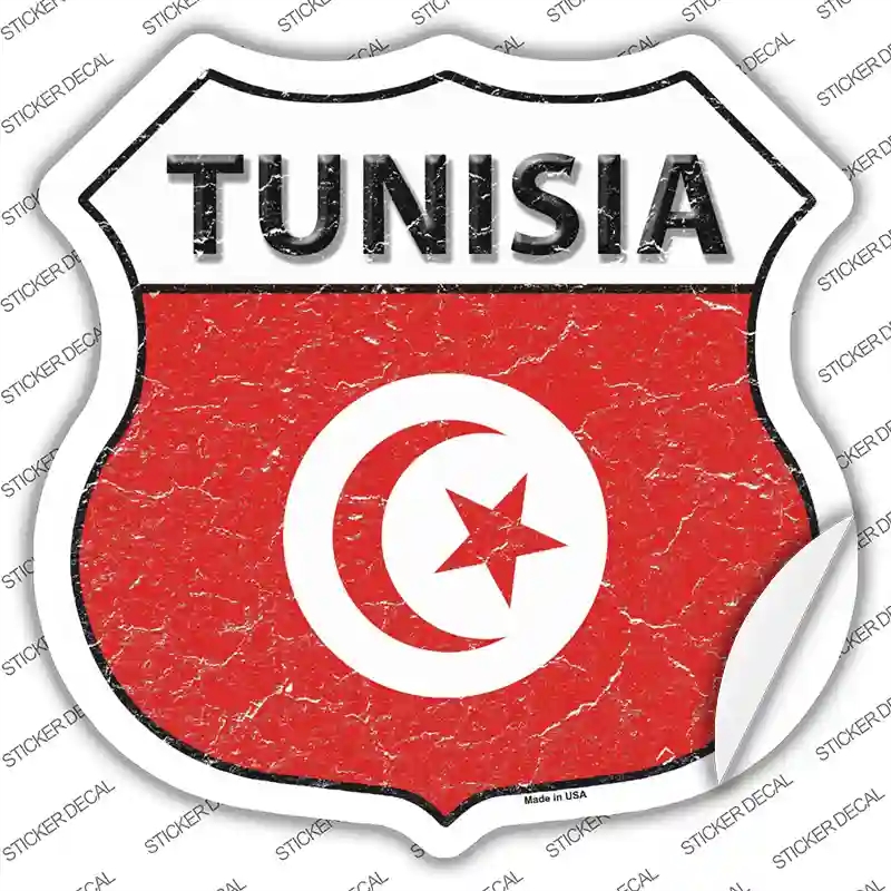 HS-432s-L Tunisia Flag Novelty Highway Shield Sticker Decal - Large