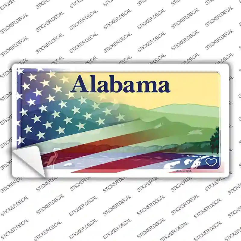 LP-12475s-S Alabama Half American Flag Novelty Sticker Decal - Small