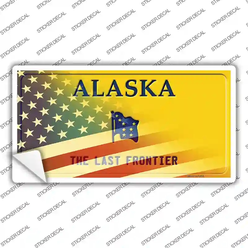 LP-12477s-XL Alaska Half American Flag Novelty Sticker Decal - Extra Large