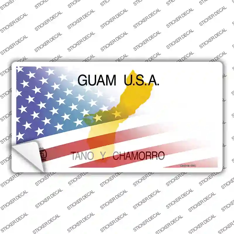 LP-12480s-XL Guam with American Flag Novelty Sticker Decal - Extra Large