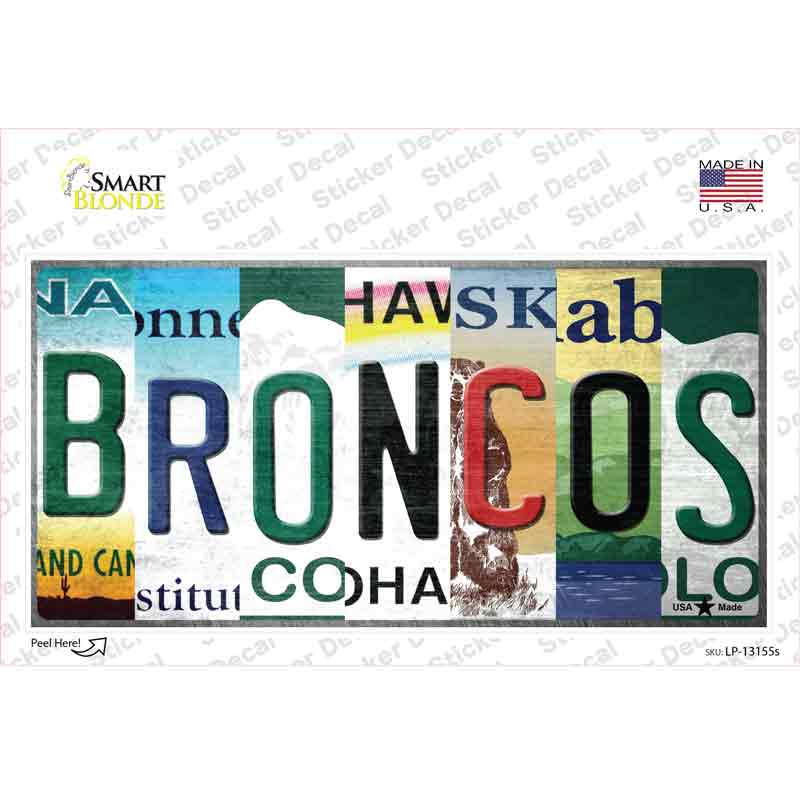 LP-13155s-M Broncos Strip Art Novelty Sticker Decal - Medium