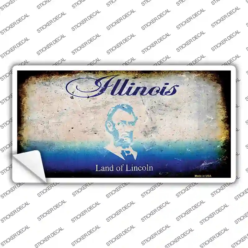 LP-8130s-XL Illinois State Rusty Novelty Sticker Decal - Extra Large