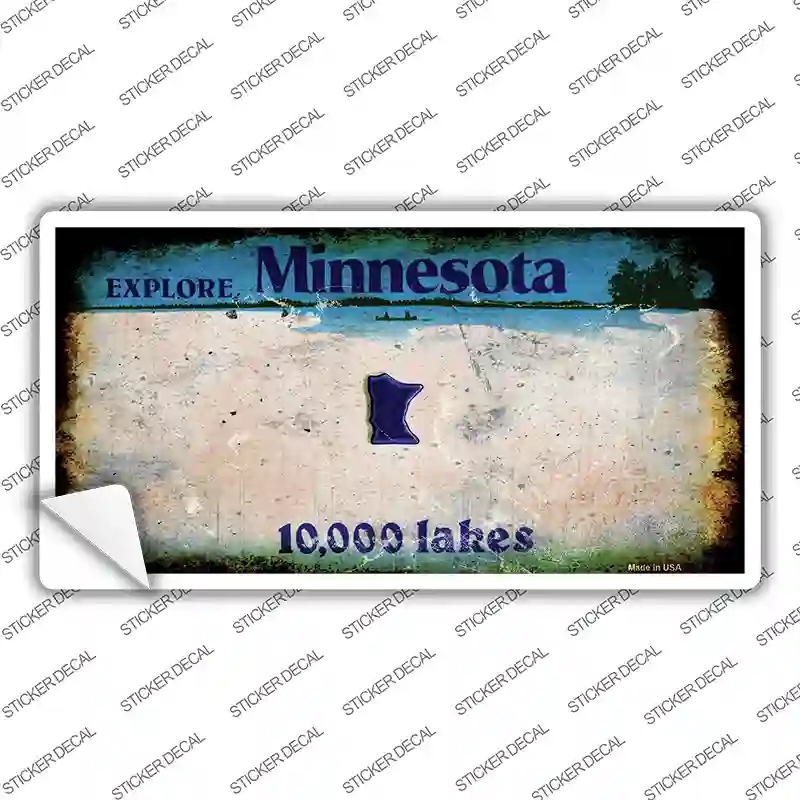 LP-8140s-XL Minnesota State Rusty Novelty Sticker Decal - Extra Large