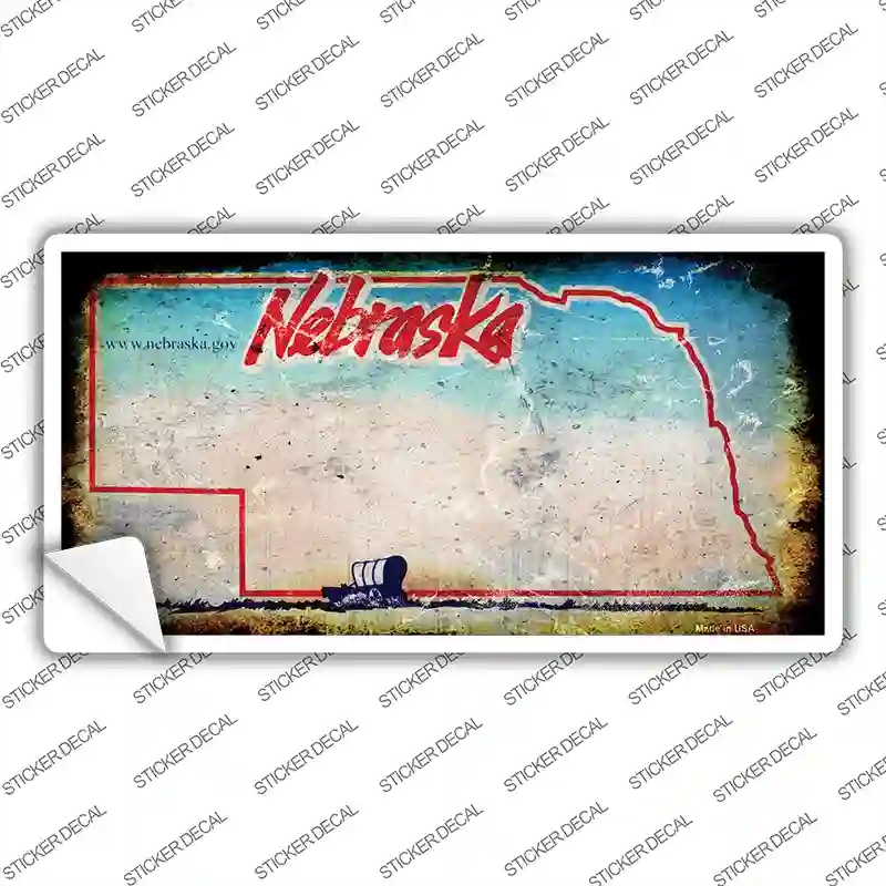 LP-8144s-XL Nebraska State Rusty Novelty Sticker Decal - Extra Large