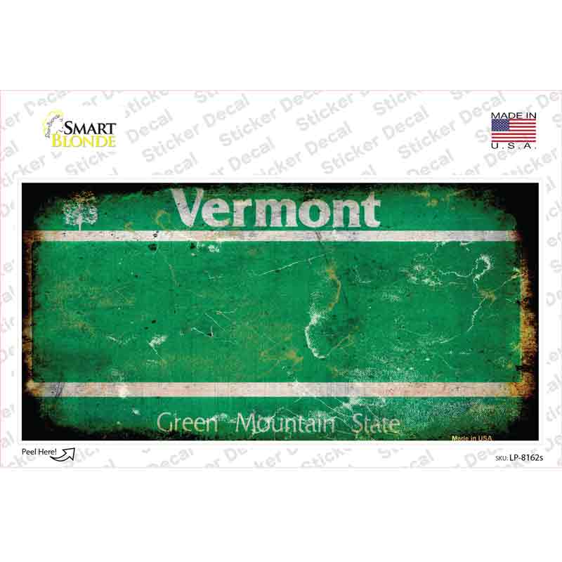 LP-8162s-M Vermont State Rusty Novelty Sticker Decal - Medium