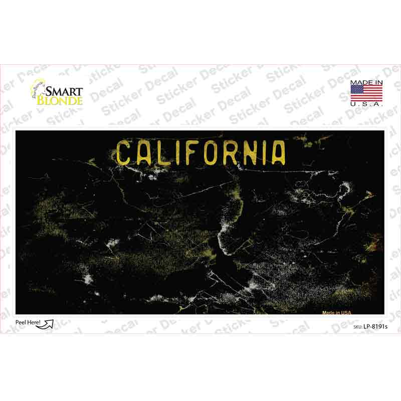 LP-8191s-M California Black State Rusty Novelty Sticker Decal - Medium