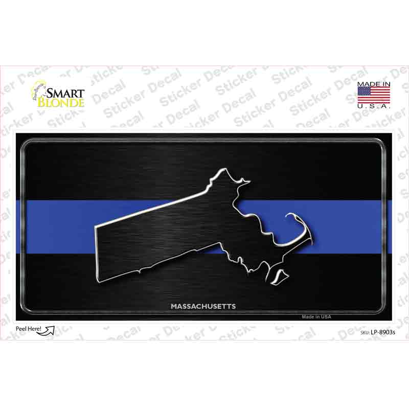 LP-8903s-M Massachusetts Thin Blue Line Novelty Sticker Decal - Medium