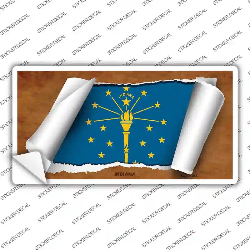 LP-9020s-S Indiana Flag Scroll Novelty Sticker Decal - Small
