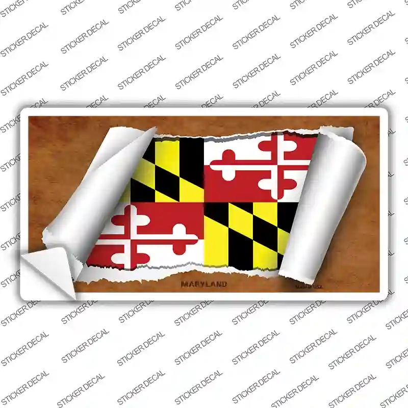 LP-9026s-XL Maryland Flag Scroll Novelty Sticker Decal - Extra Large